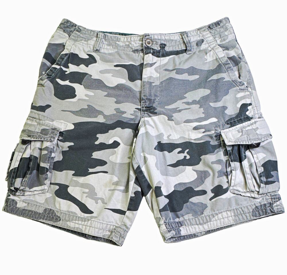 Route 66 Men’s Size 38 Gray Camo Cargo Shorts Military Y2K Utility Skater Grunge